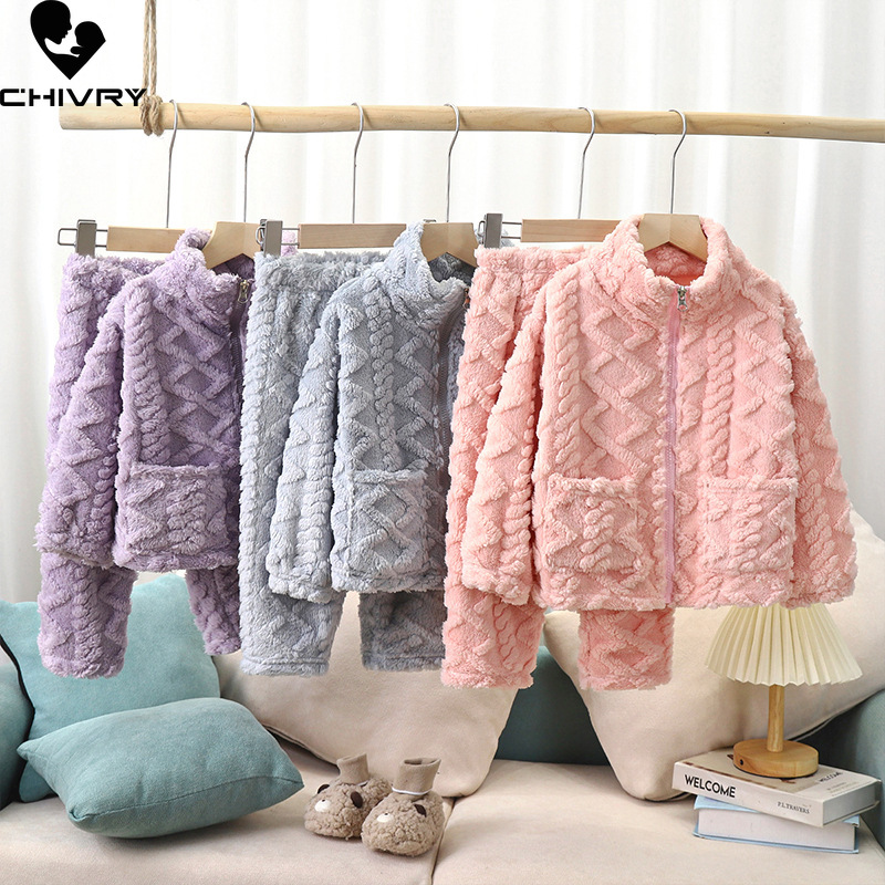 Winter Clothing For Baby Girl - 어린이 겨울 두꺼운 따뜻한 플란넬 잠옷,