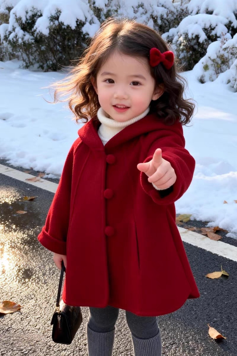 여아 울 코트 가을 겨울 신상 아동용 빨간 후드 아기  - Winter Clothing For Baby Girl 리뷰 및 가격