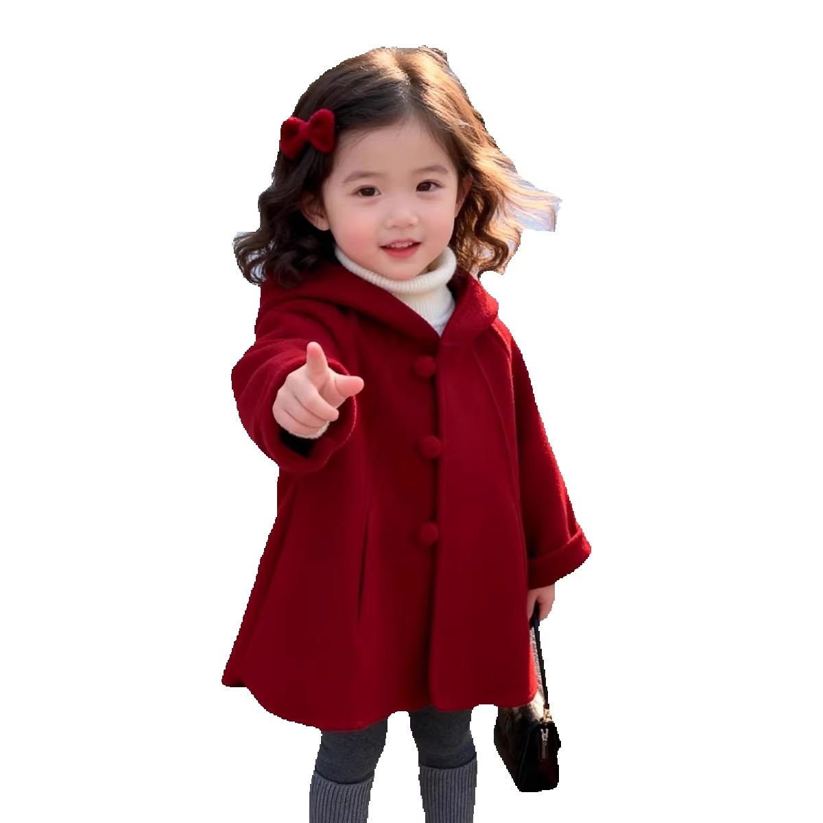 여아 울 코트 가을 겨울 신상 아동용 빨간 후드 아기  - Winter Clothing For Baby Girl 리뷰 및 가격