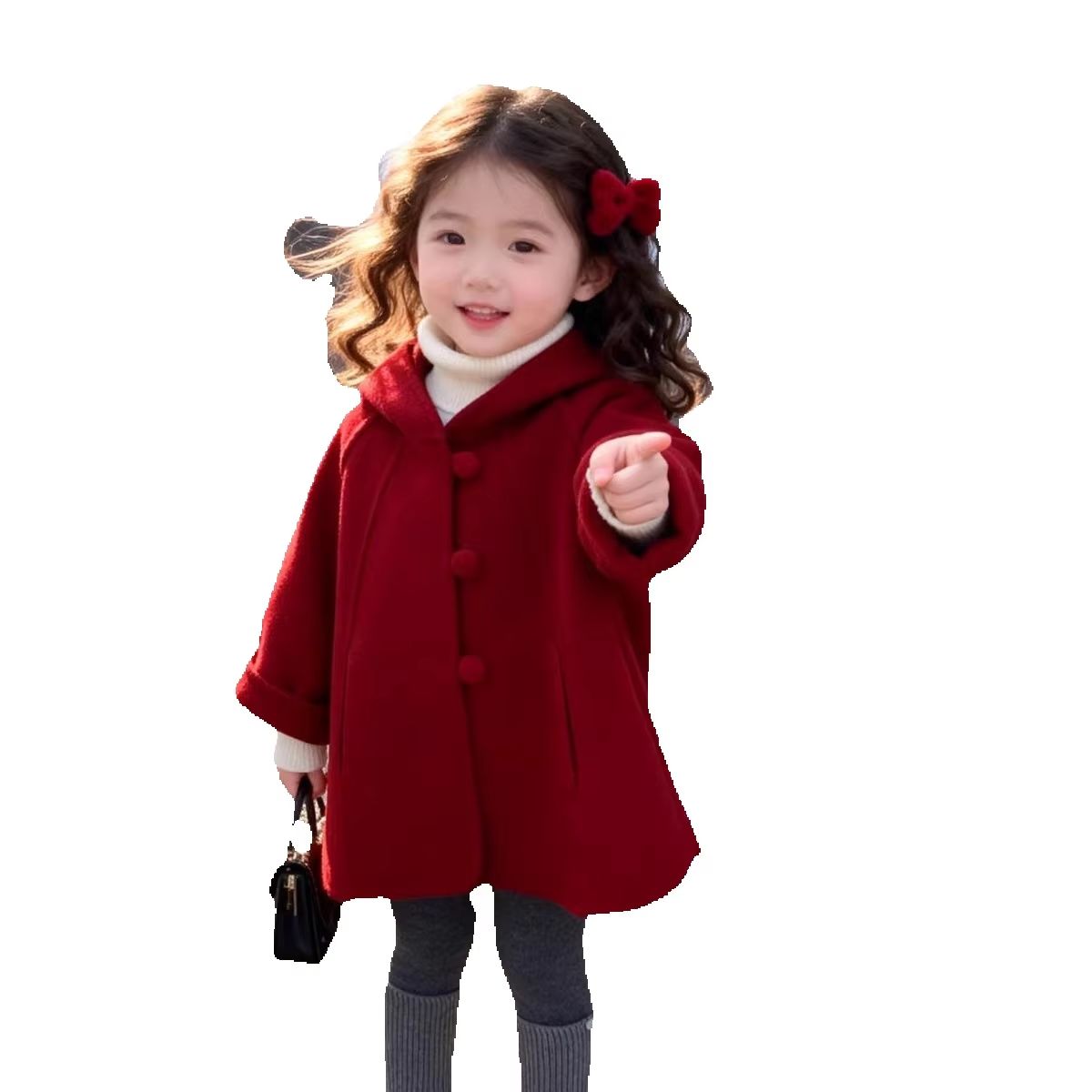 여아 울 코트 가을 겨울 신상 아동용 빨간 후드 아기  - Winter Clothing For Baby Girl 리뷰 및 가격
