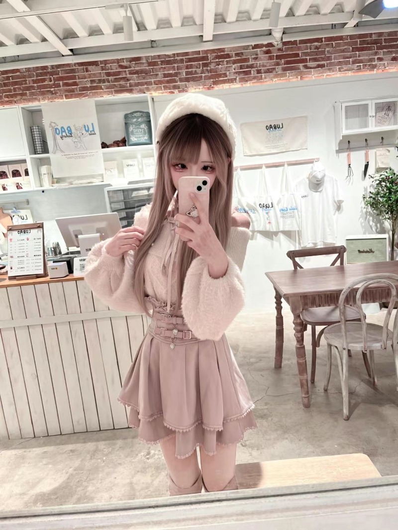 일본식 달콤한 로리타 오프 숄더 스웨터 + 핑크 하이  - Clothing Style Winter 리뷰 및 가격