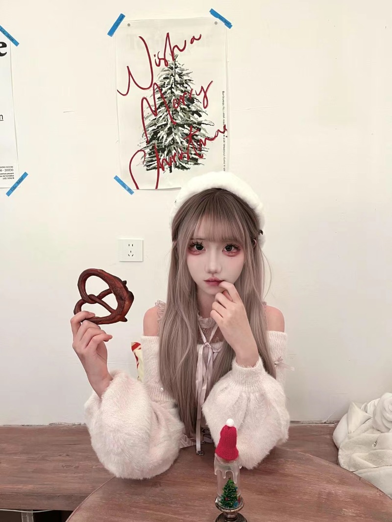 일본식 달콤한 로리타 오프 숄더 스웨터 + 핑크 하이  - Clothing Style Winter 리뷰 및 가격